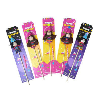 Birthday Worry Doll Cake Topper with Candle