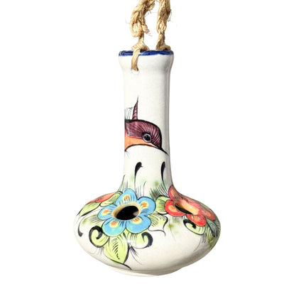 Guatemalan Hand-Painted Ceramic Hummingbird Feeder
