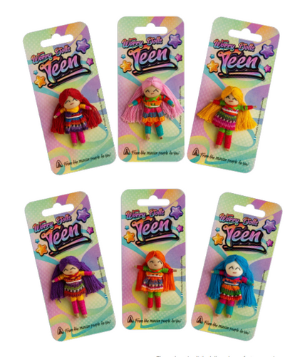 Color Pop Teen Guatemalan Worry Dolls Set of 24 with Stand