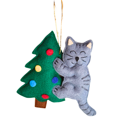 Toppling the Tree Cat Ornament