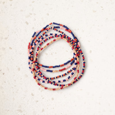 Sangria Seed Bead Bracelets - Set of 6