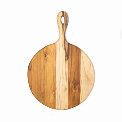 Teak Large Round Charcuterie Board with Handle