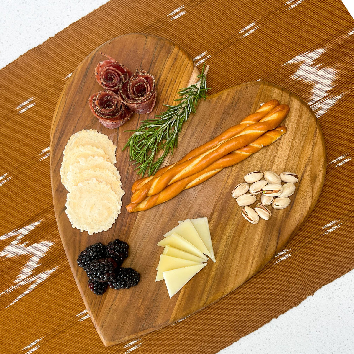 Heart-Shaped Teak Charcuterie Board