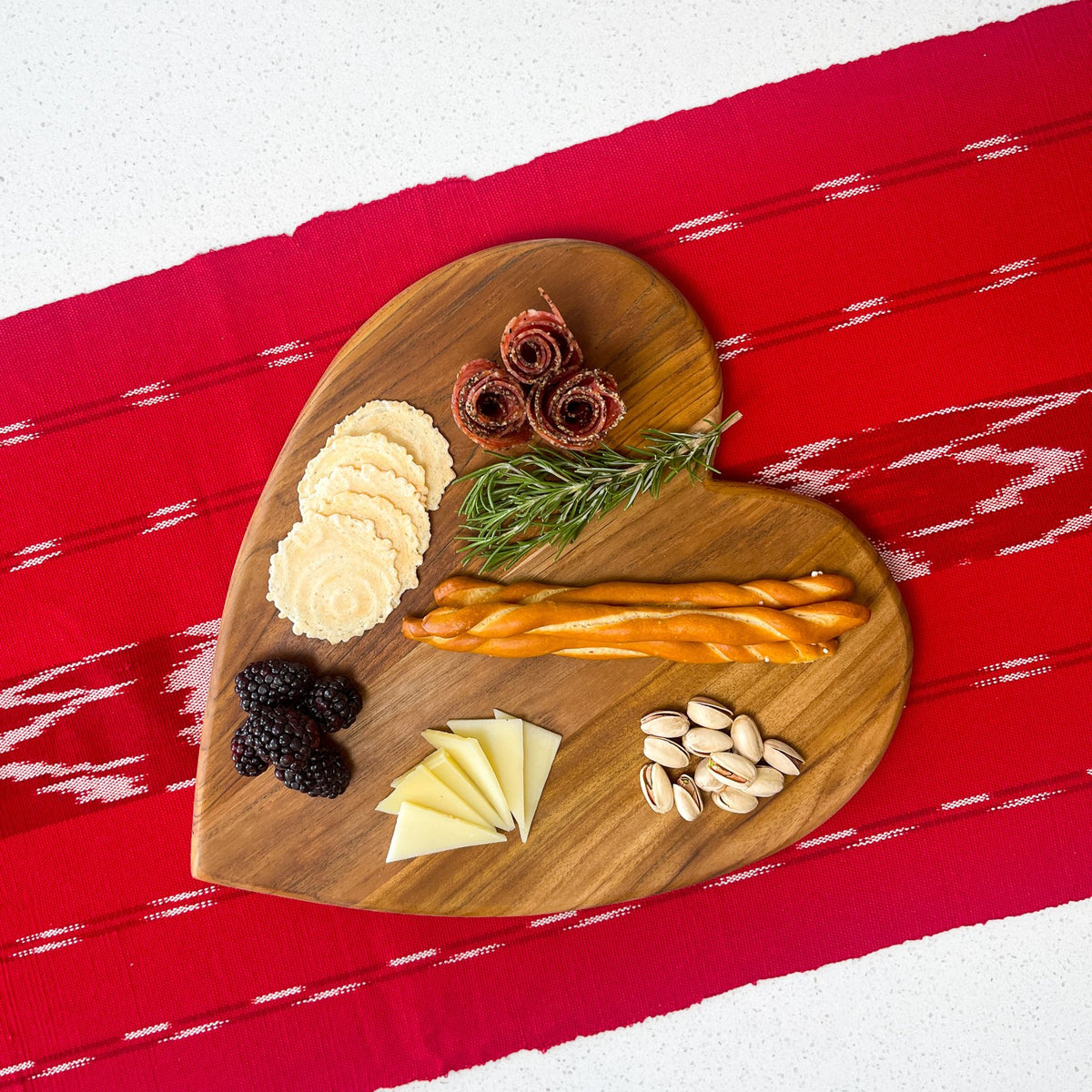 Heart-Shaped Teak Charcuterie Board