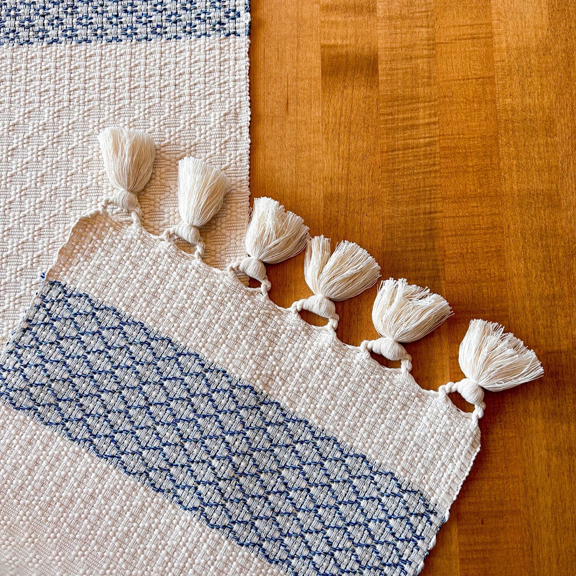 Hydrangea Blue Floral Woven Table Runner