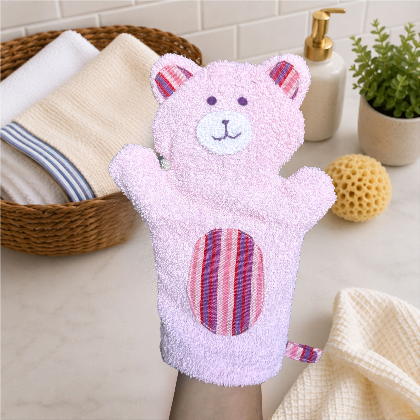 Bear Puppet Washcloth - Oakley the Bear