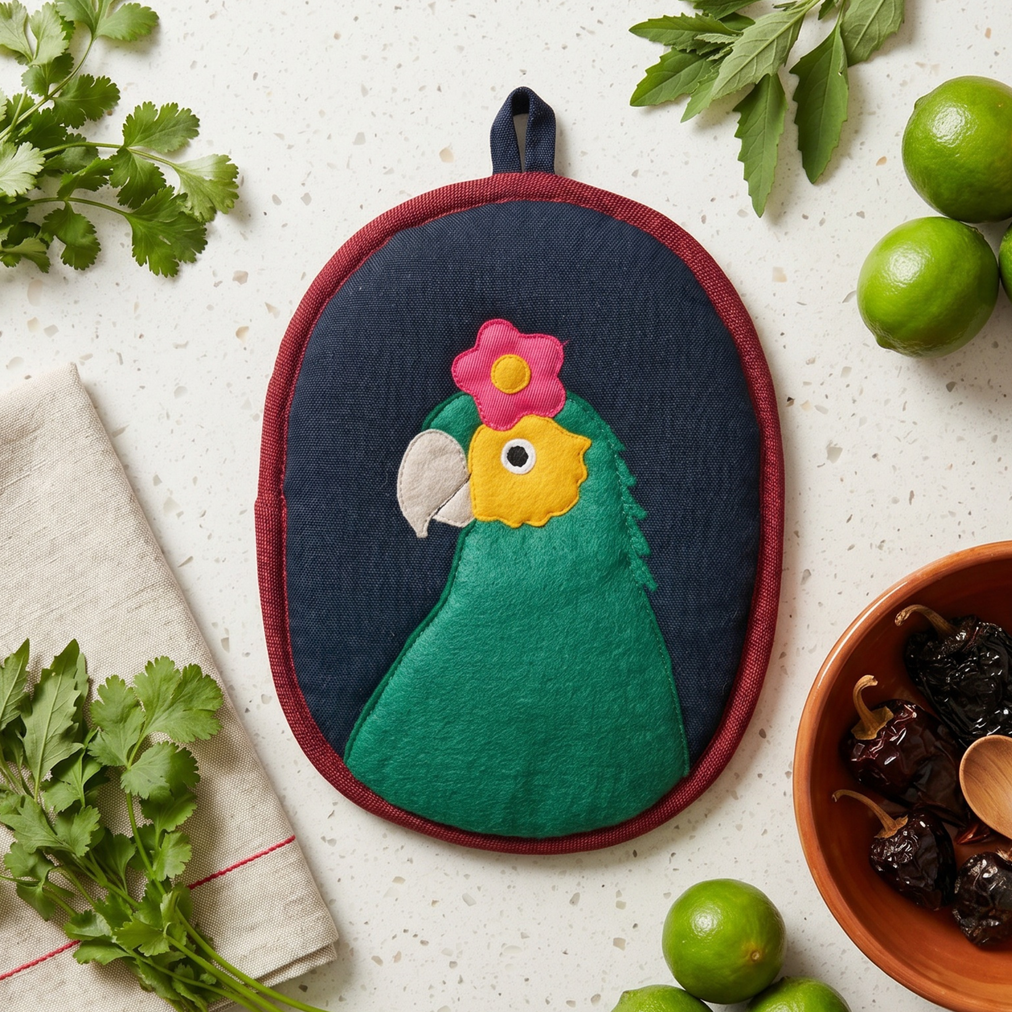 Bonito the Parrot Potholder