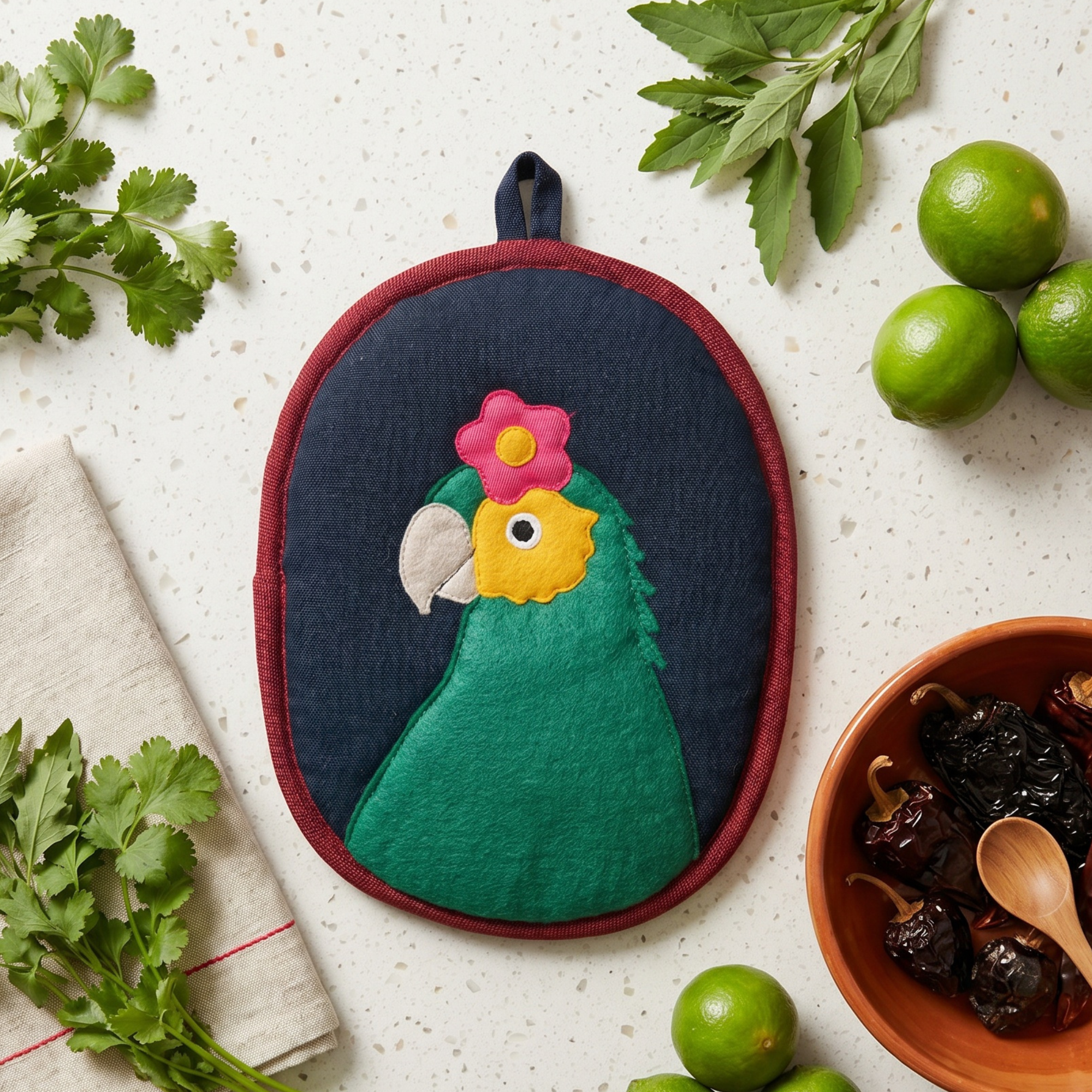 Bonito the Parrot Potholder