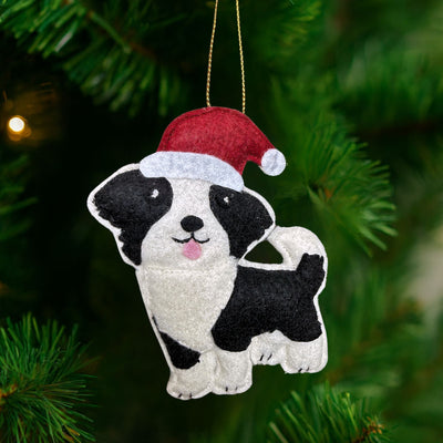 Stealing Santa's Hat Border Collie Ornament