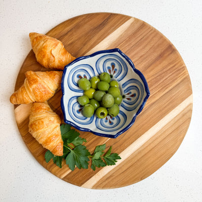 Teak Serving Board with Wine/Bowl Cutout