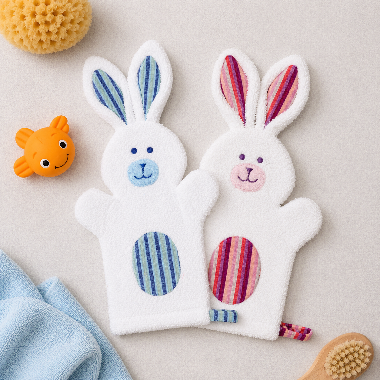 Bunny Puppet Washcloth - Clover the Rabbit