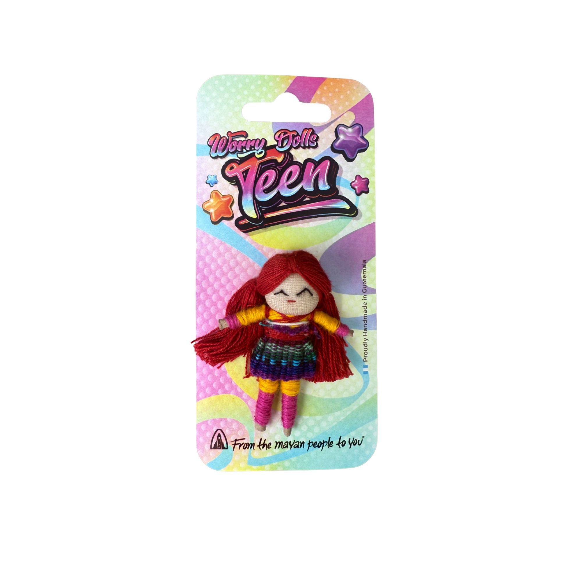 Color Pop Teen Guatemalan Worry Dolls Set of 24 with Stand