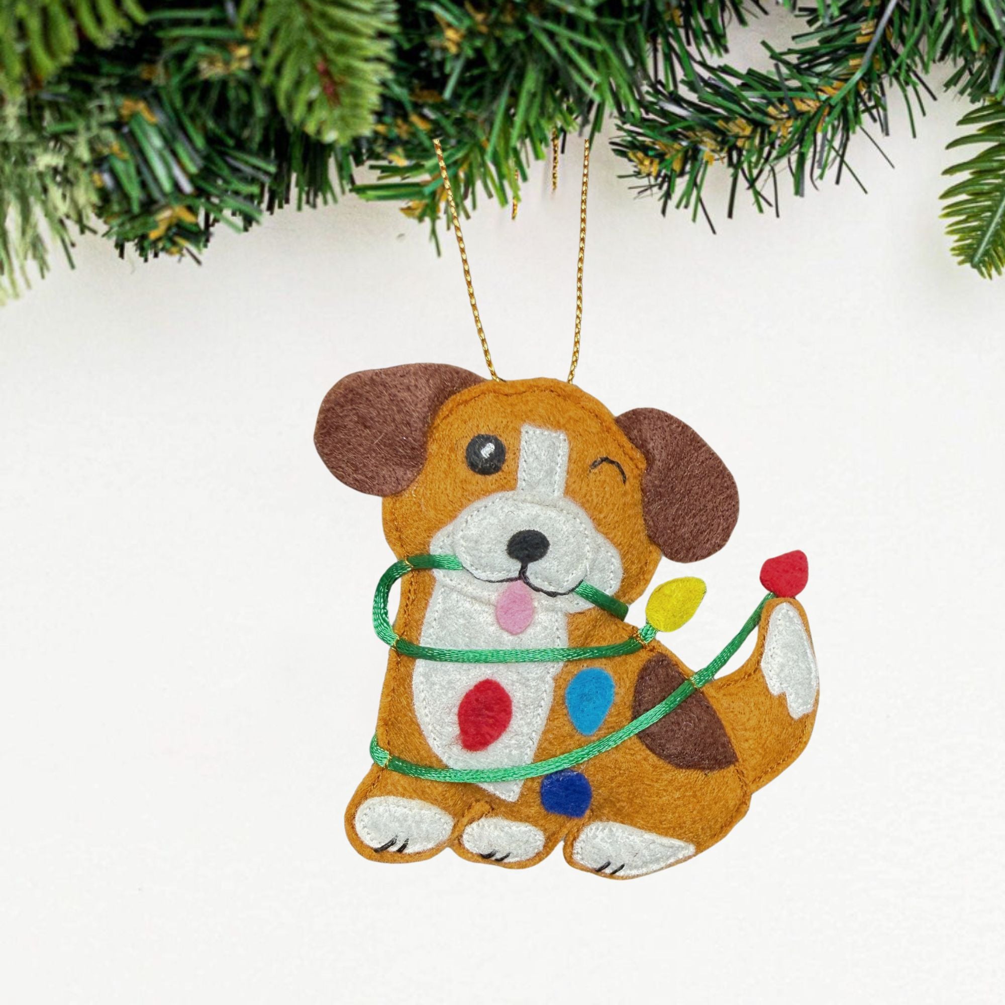 Tangled in Christmas Lights English Bulldog Ornament