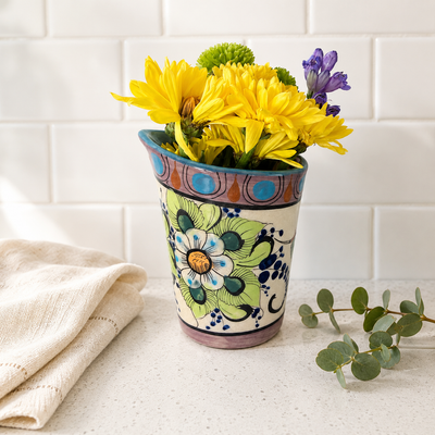 Hand-Painted Flared Ceramic Vase