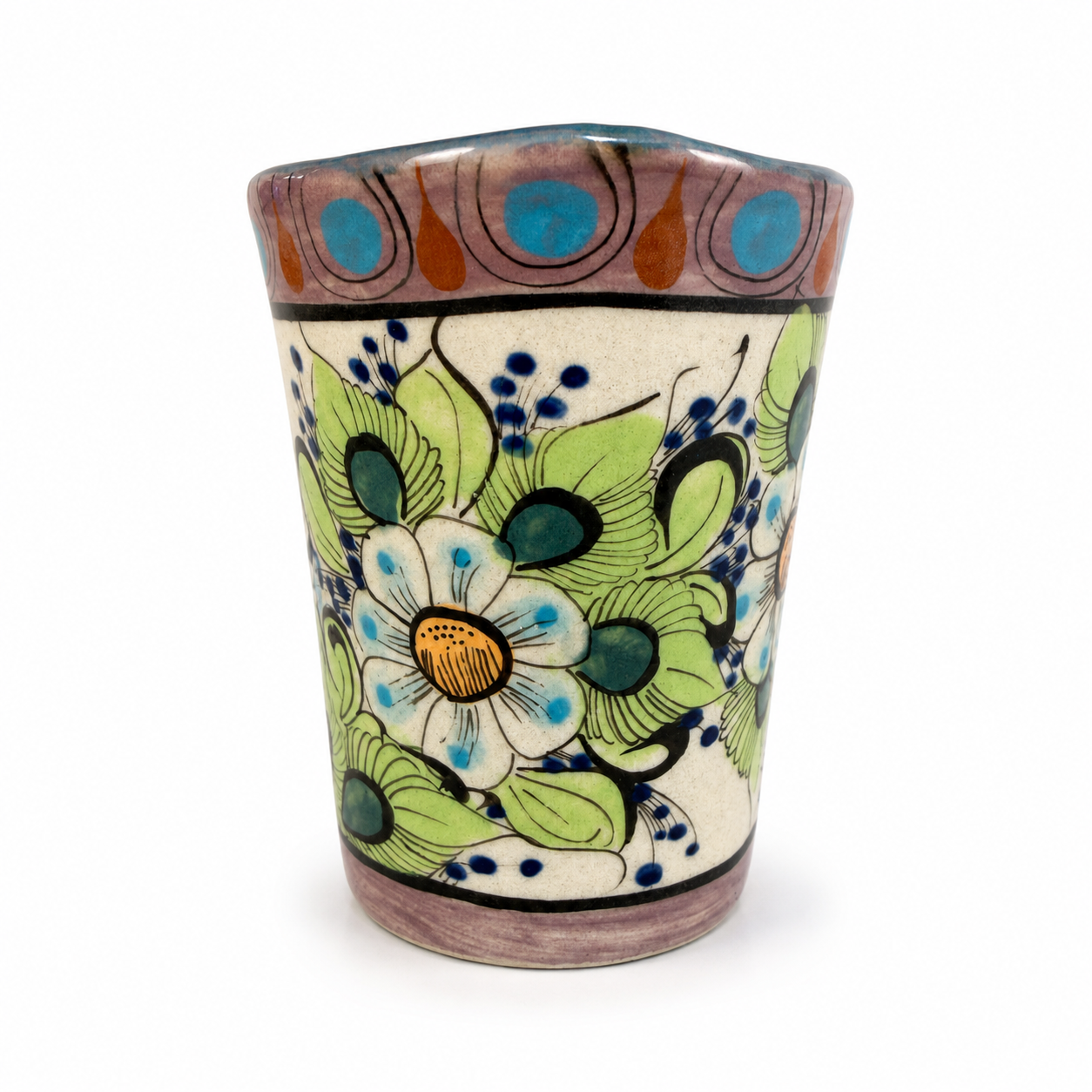Hand-Painted Flared Ceramic Vase