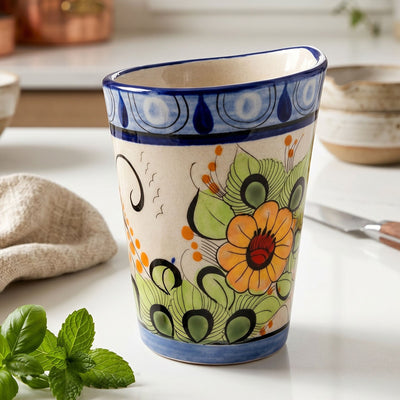 Hand-Painted Flared Ceramic Vase