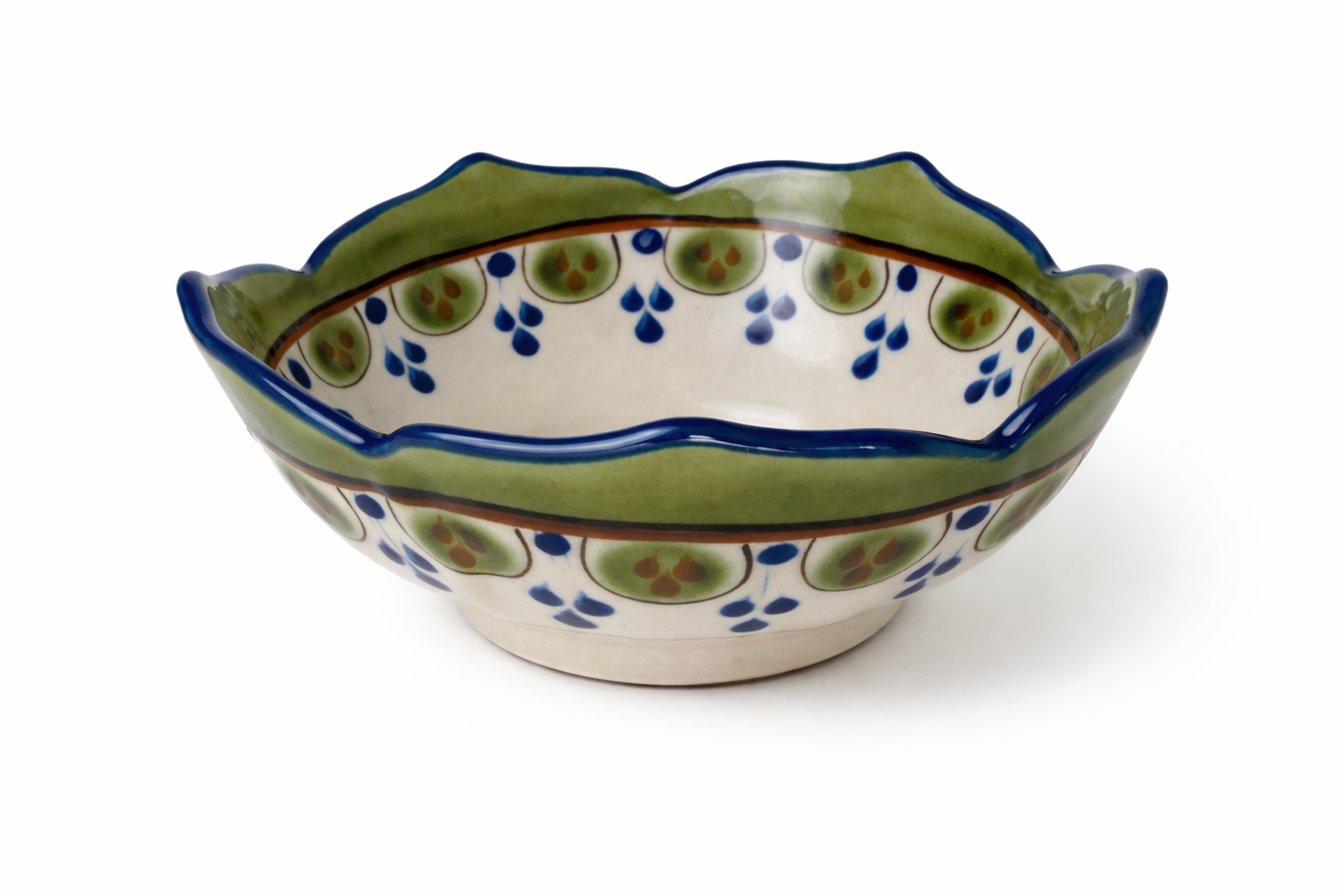 Guatemalan Hand-Painted Ceramic Scalloped Bowl