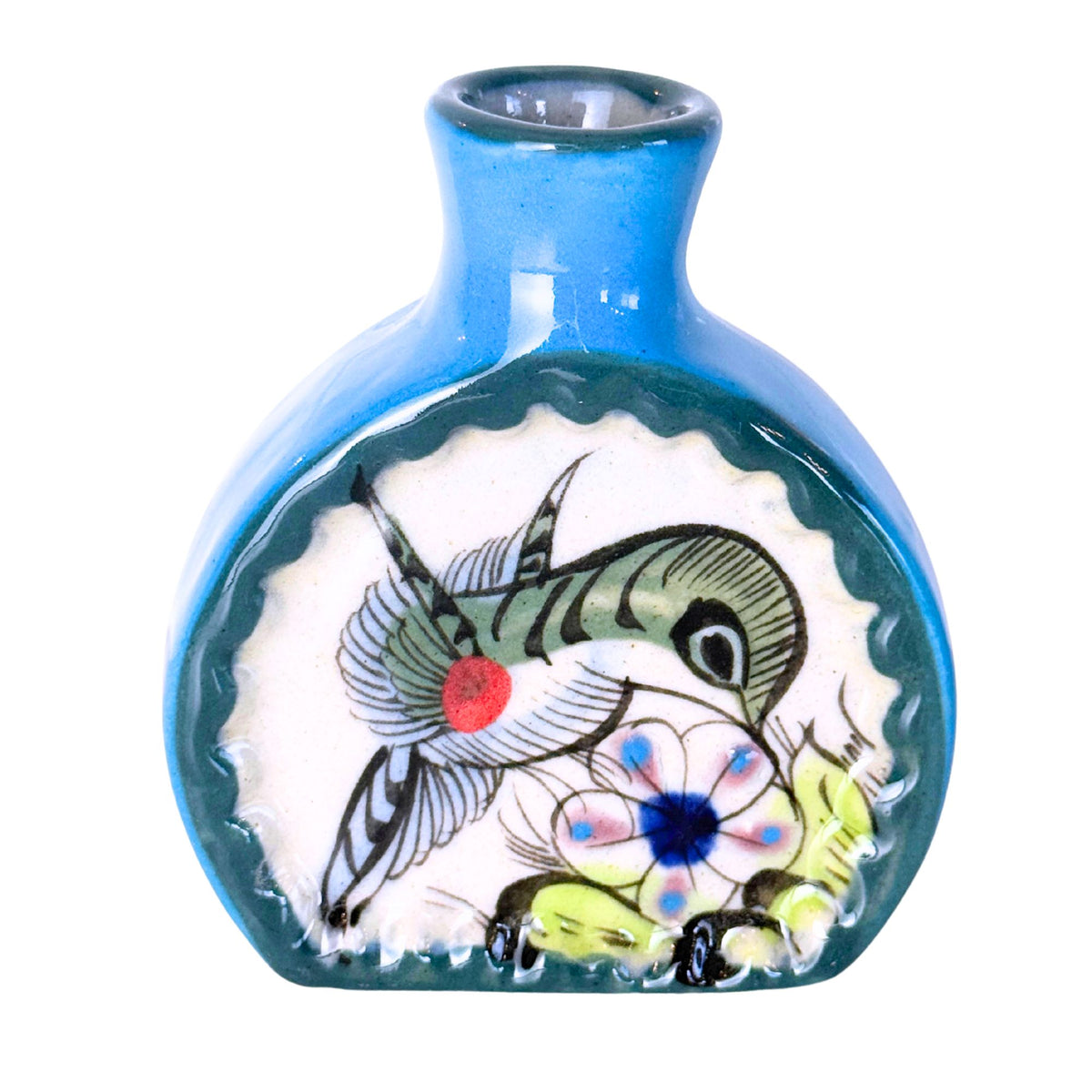 Hand-Painted Hummingbird Bud Vase
