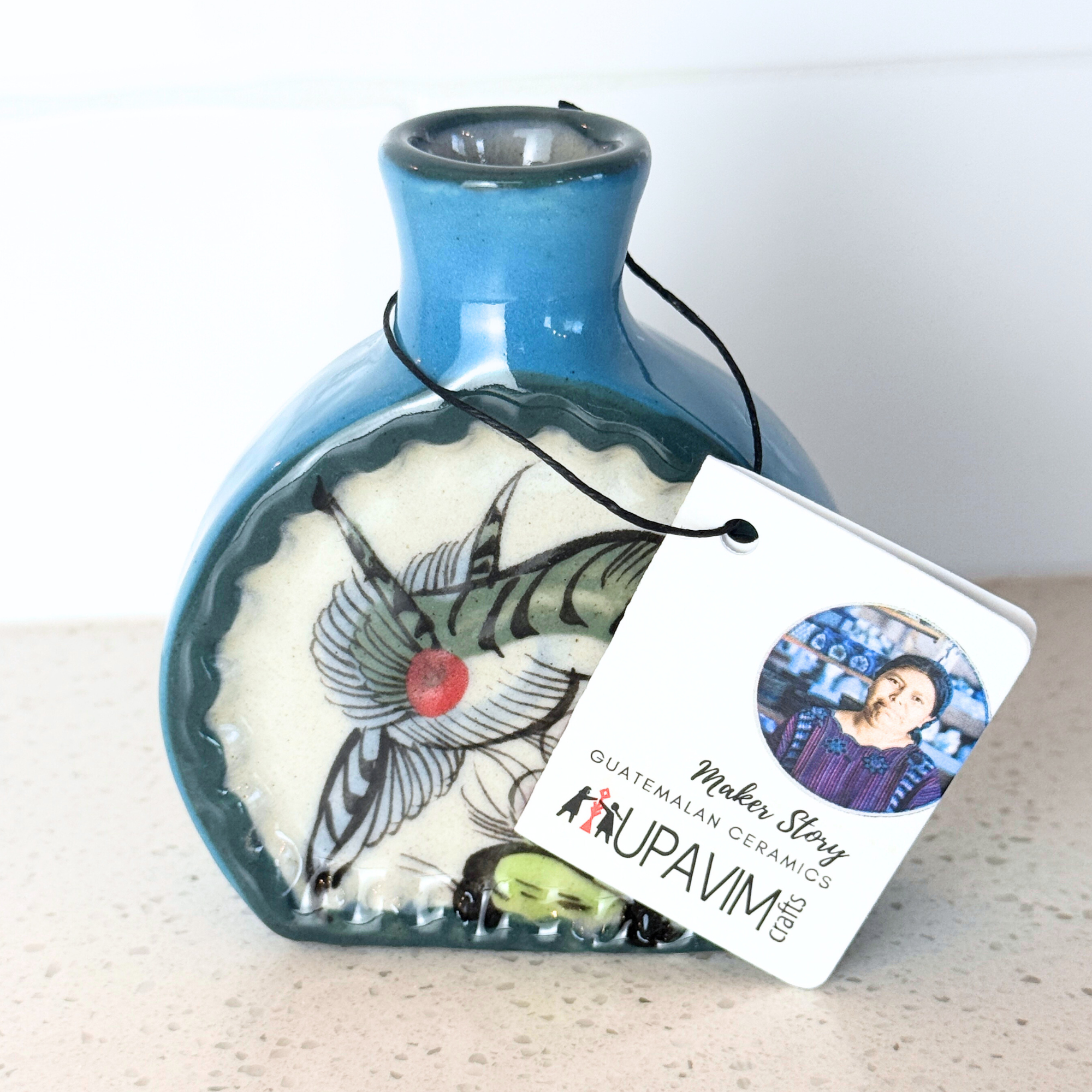 Hand-Painted Hummingbird Bud Vase