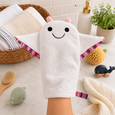 Baby Washcloth Bath Mitt – Nana the Manta Ray