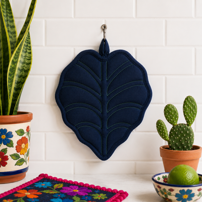 Navy Canopy Leaf Potholder