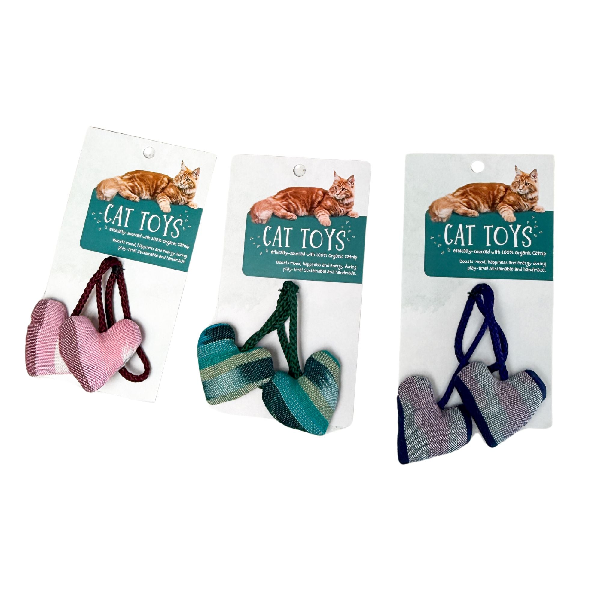Organic Catnip Double Heart Cat Toy colors