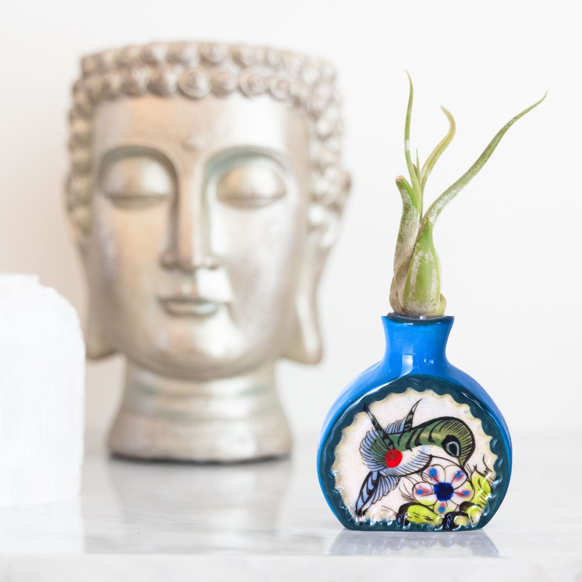 Hand-Painted Hummingbird Bud Vase