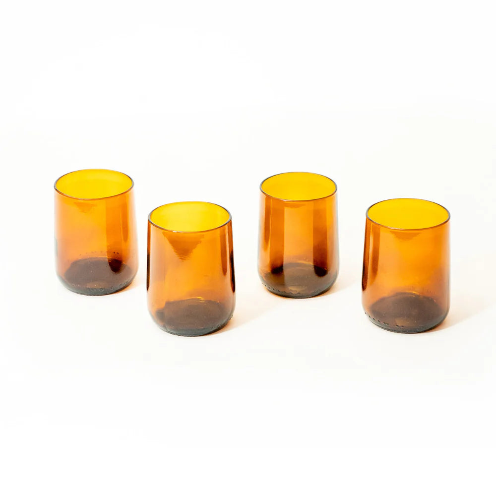 Reclaimed Amber Glass Short Tumblers – Set of 4 Example