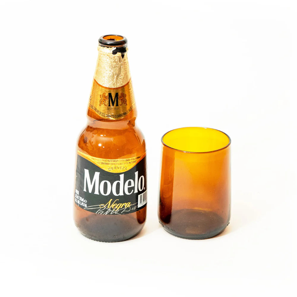 Reclaimed Amber Glass Short Tumblers – Set of 4 Size