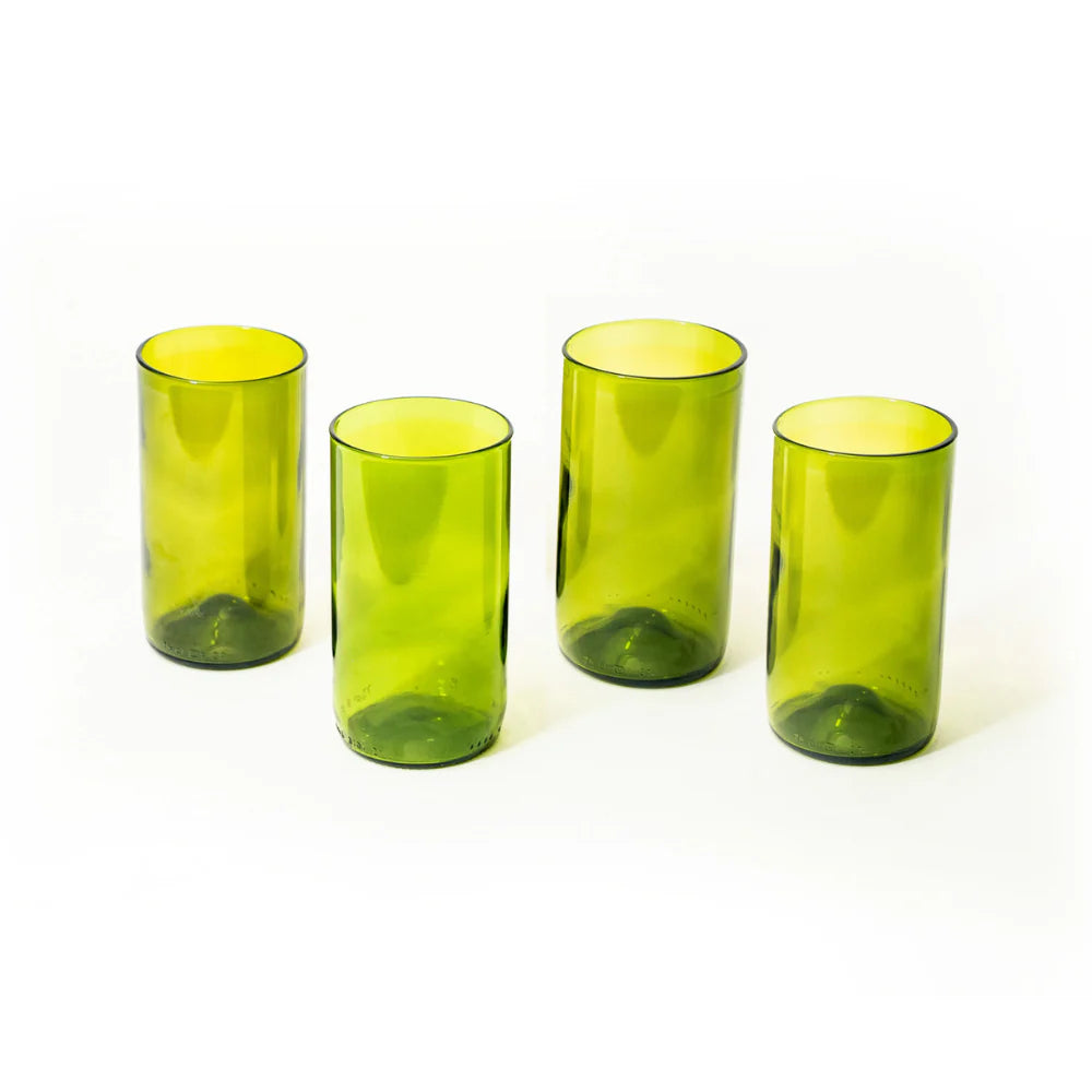 Reclaimed Olive Glass Tall Tumblers – Set of 4 clear