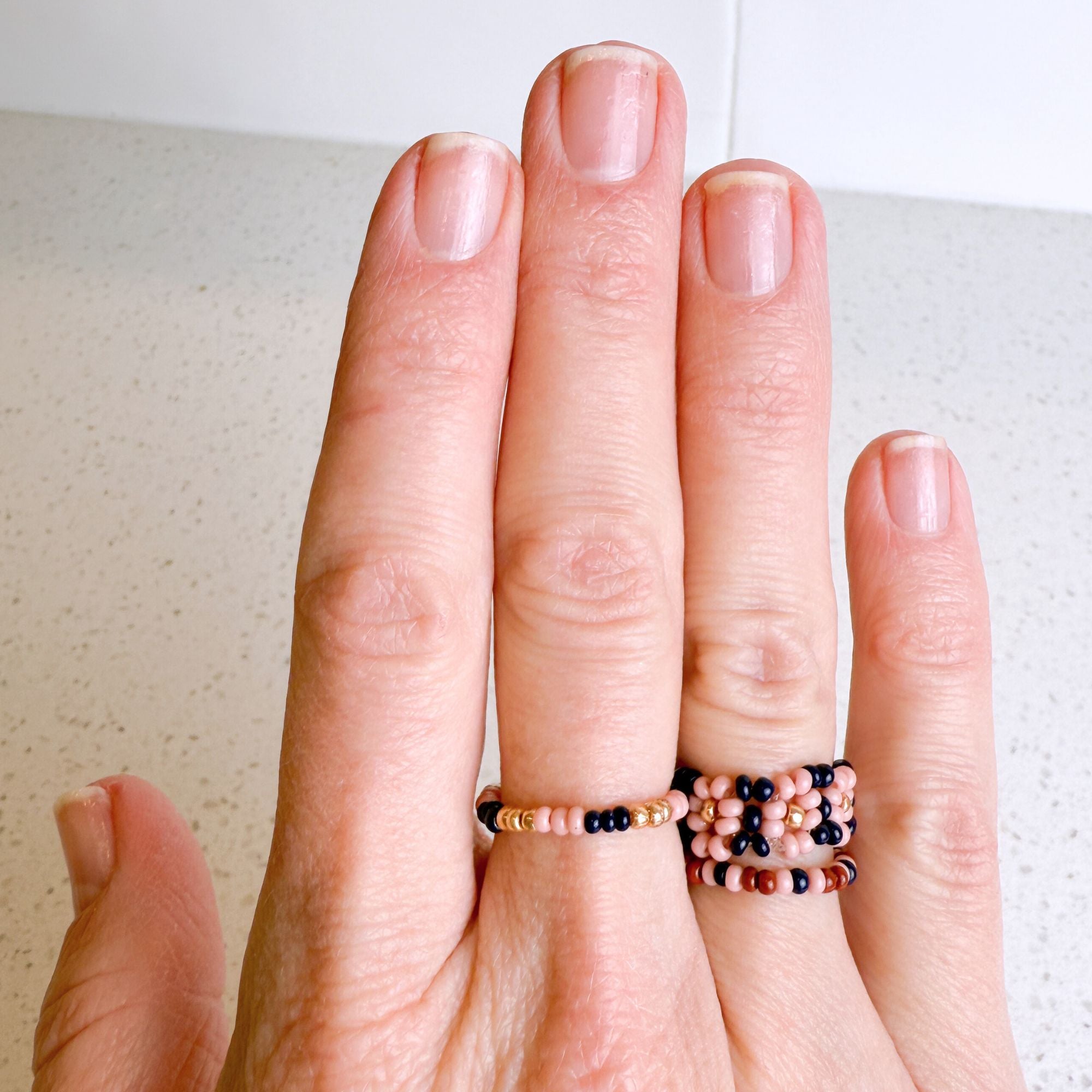 Sangria Seed Bead Rings - Set of 3
