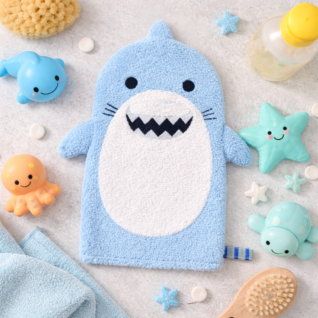 Baby Washcloth Bath Mitt – Finley the Shark