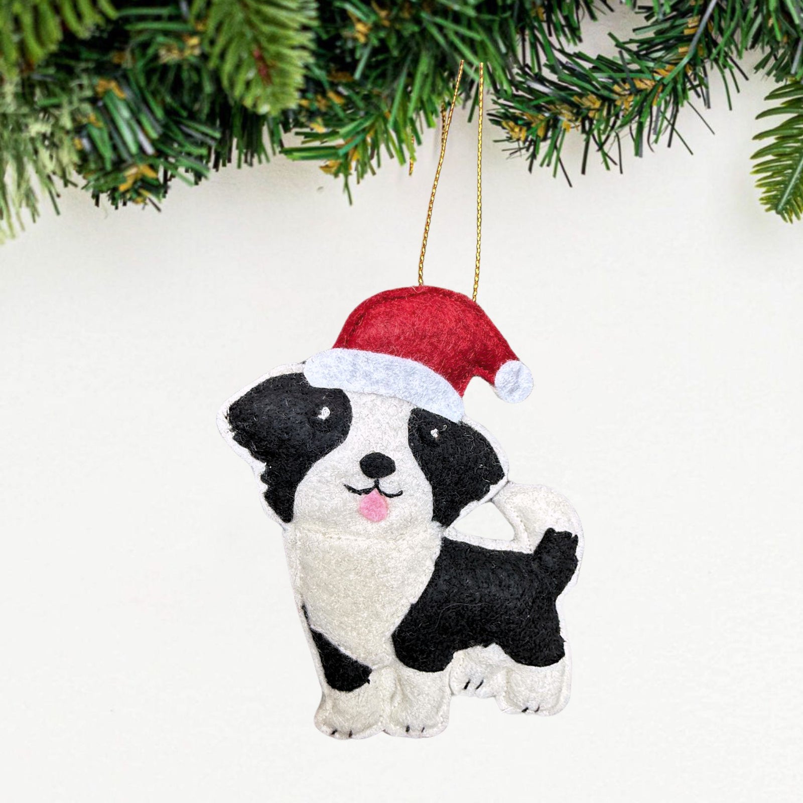 Stealing Santa's Hat Border Collie Ornament