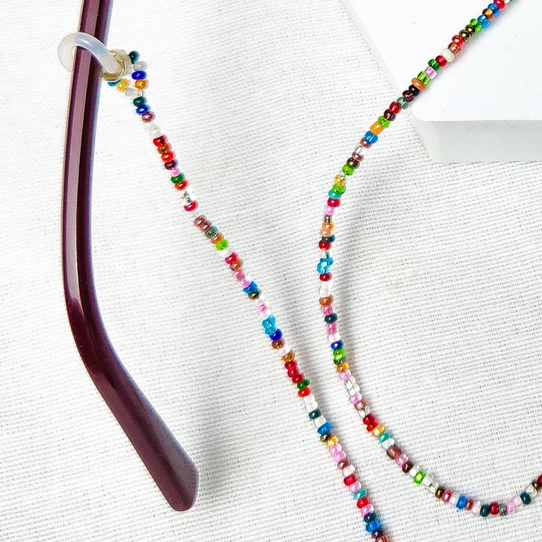 Multi-Colored Seed Bead Eyeglass Chain