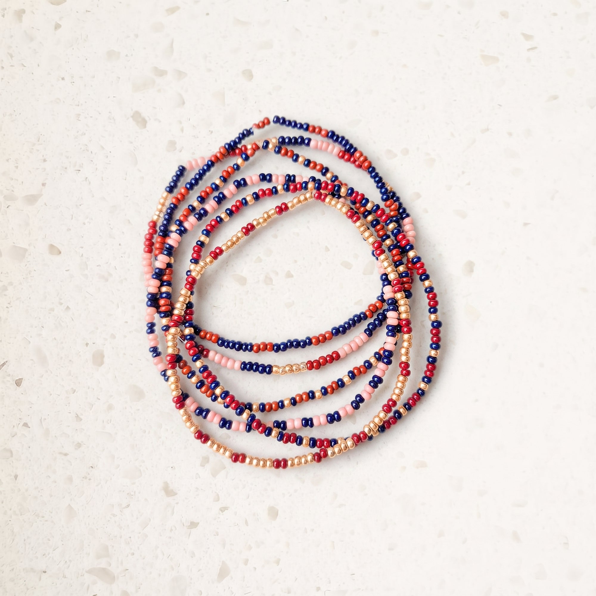 Sangria Seed Bead Bracelets - Set of 6