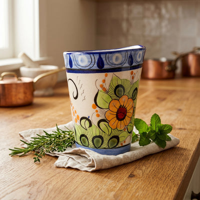 Hand-Painted Flared Ceramic Vase