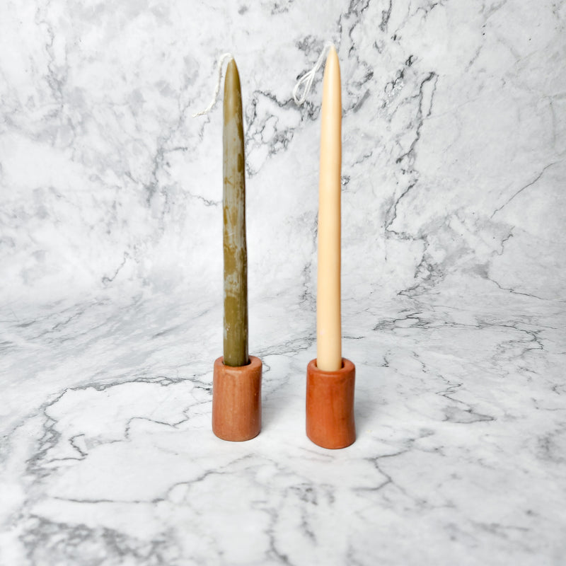 Simple Terracotta Candle Holders - Set of 2