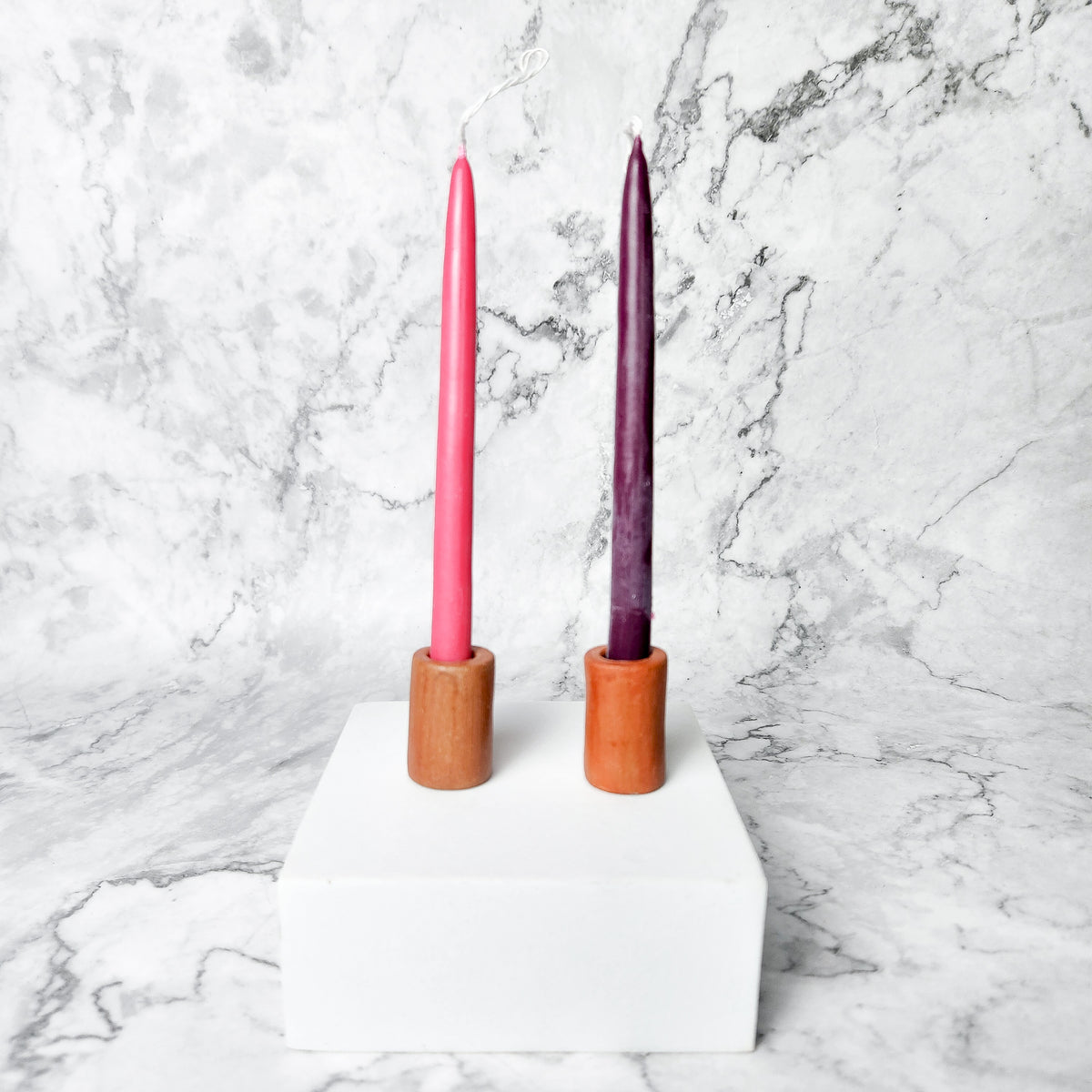 Simple Terracotta Candle Holders - Set of 2