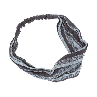 Handmade Bandanna-Style Lacy Headband Black and Grey