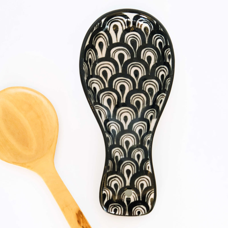 Black Stoneware Spoon Rest