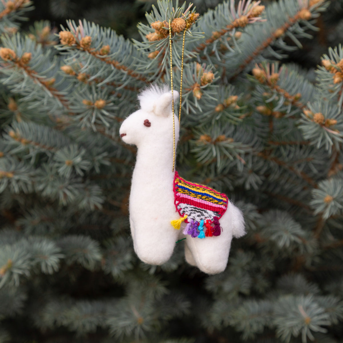 Needle Felted Baby Alpaca - Christmas Ornament Figurine