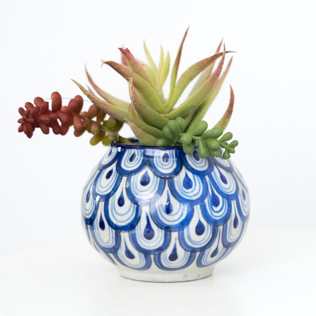 Handpainted Mini Ceramic Duck Flower Pot from Guatemala