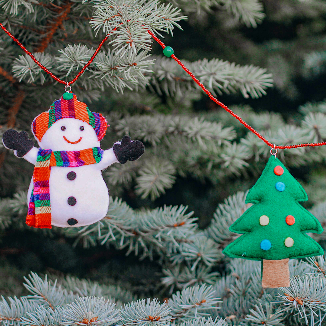 Snowman and Christmas Tree Garland