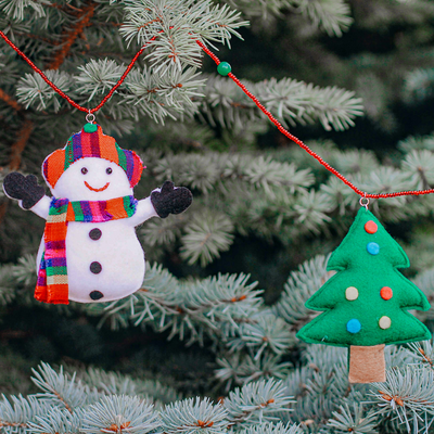 Snowman and Christmas Tree Garland