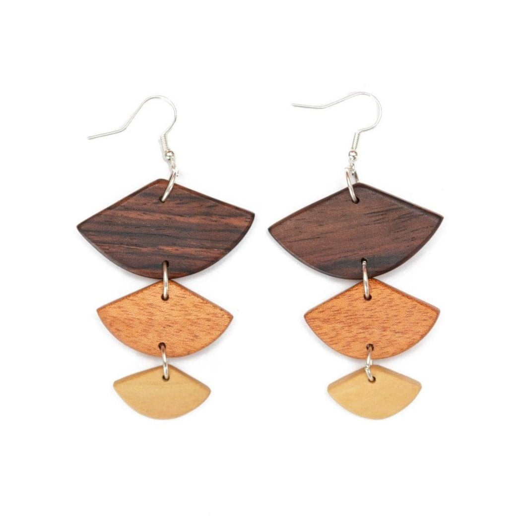 Wooden Boho Earrings - Carved Leaf | Ever Designs Bohemian Jewelry
